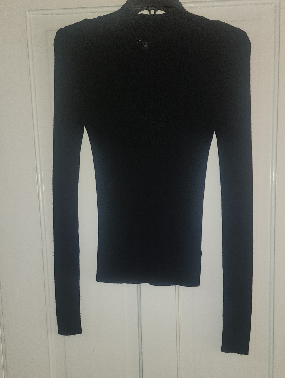 Express Black Long-Sleeve Open Collar V Neck Chest Women's Sweater